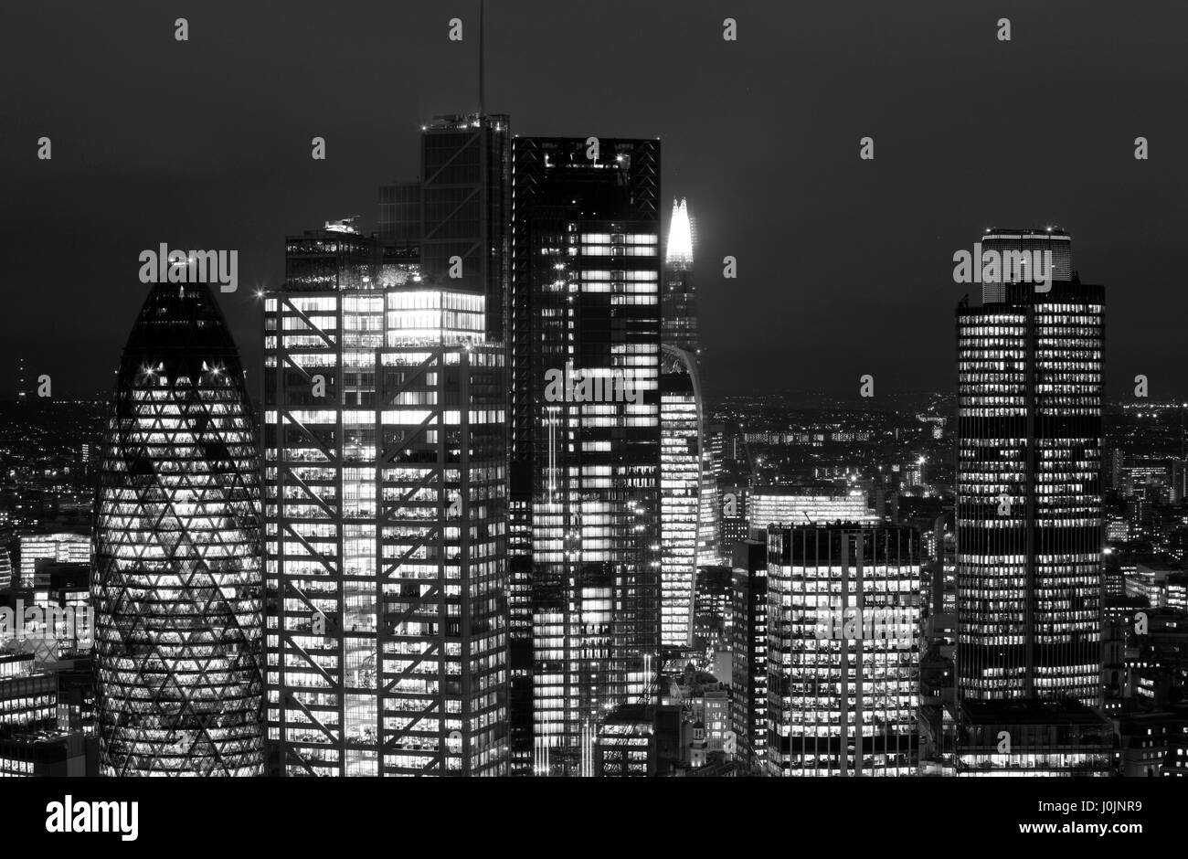 City of London Wolkenkratzer in der Abenddämmerung, London, UK Stockfoto