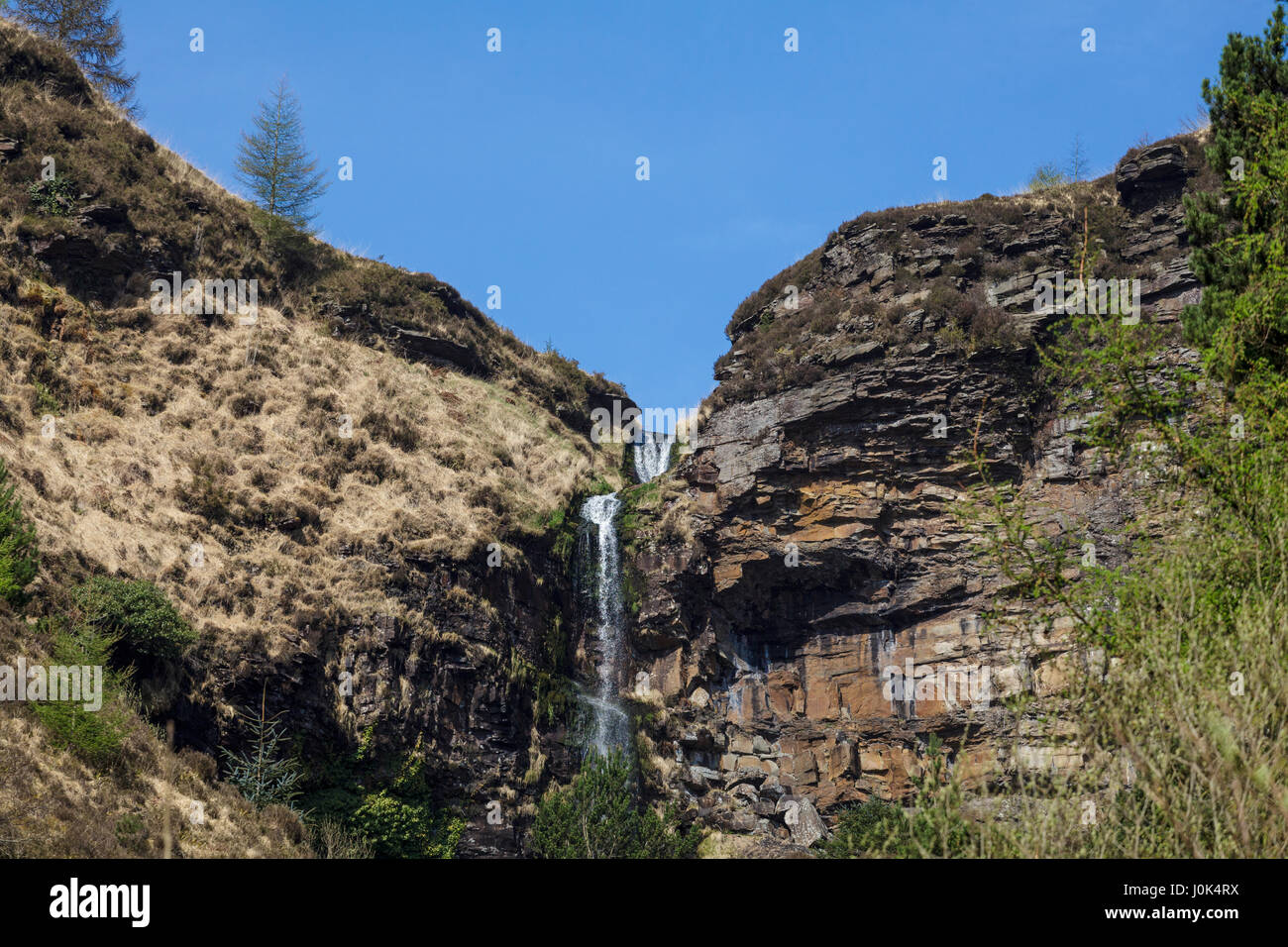 Pen Sie Pych Wasserfall oberhalb von Blaencwm im Rhondda Valley, South Wales, Australia Stockfoto