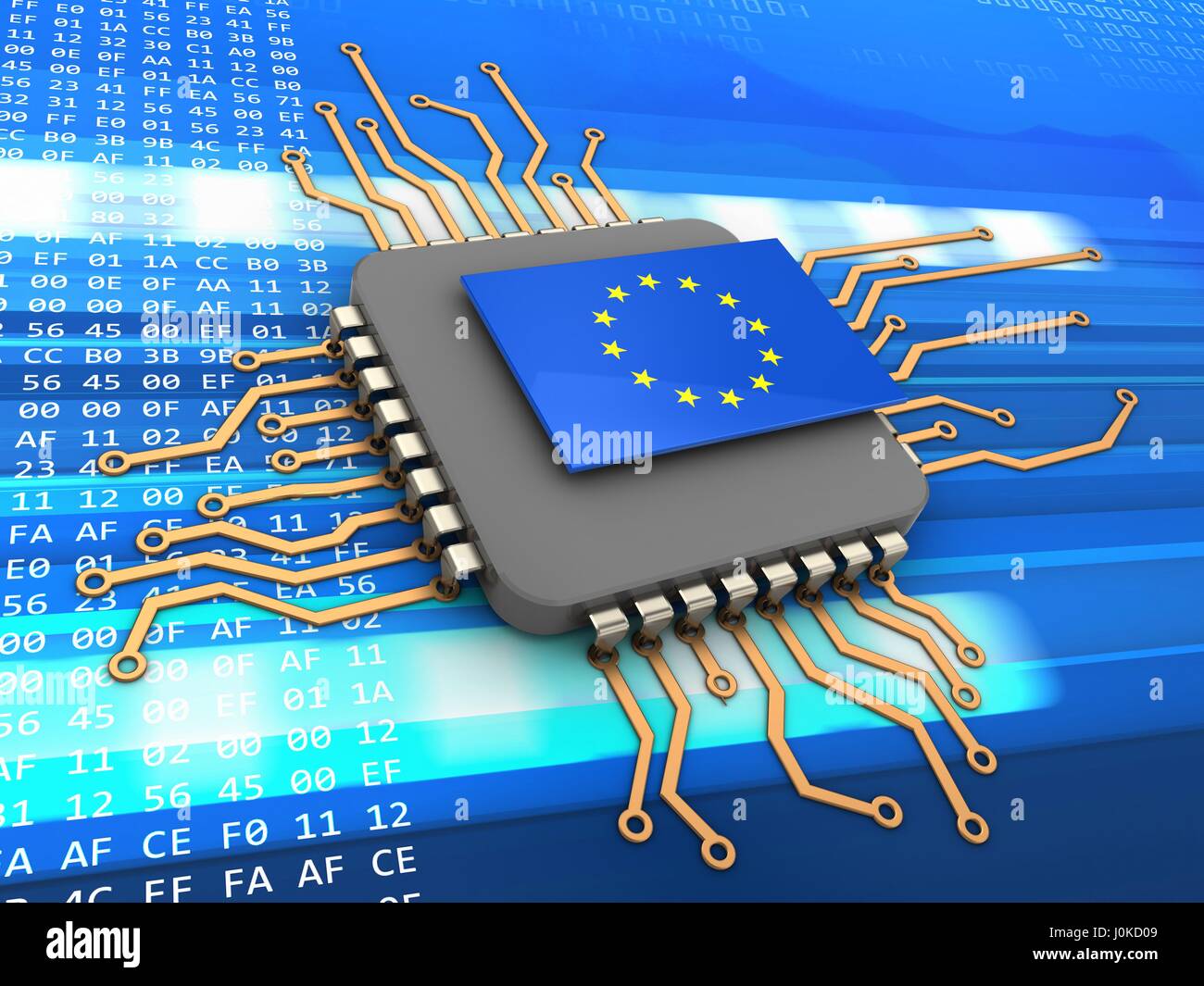 3D Darstellung der modernen Computer-Chip-Prozessor Stockfoto