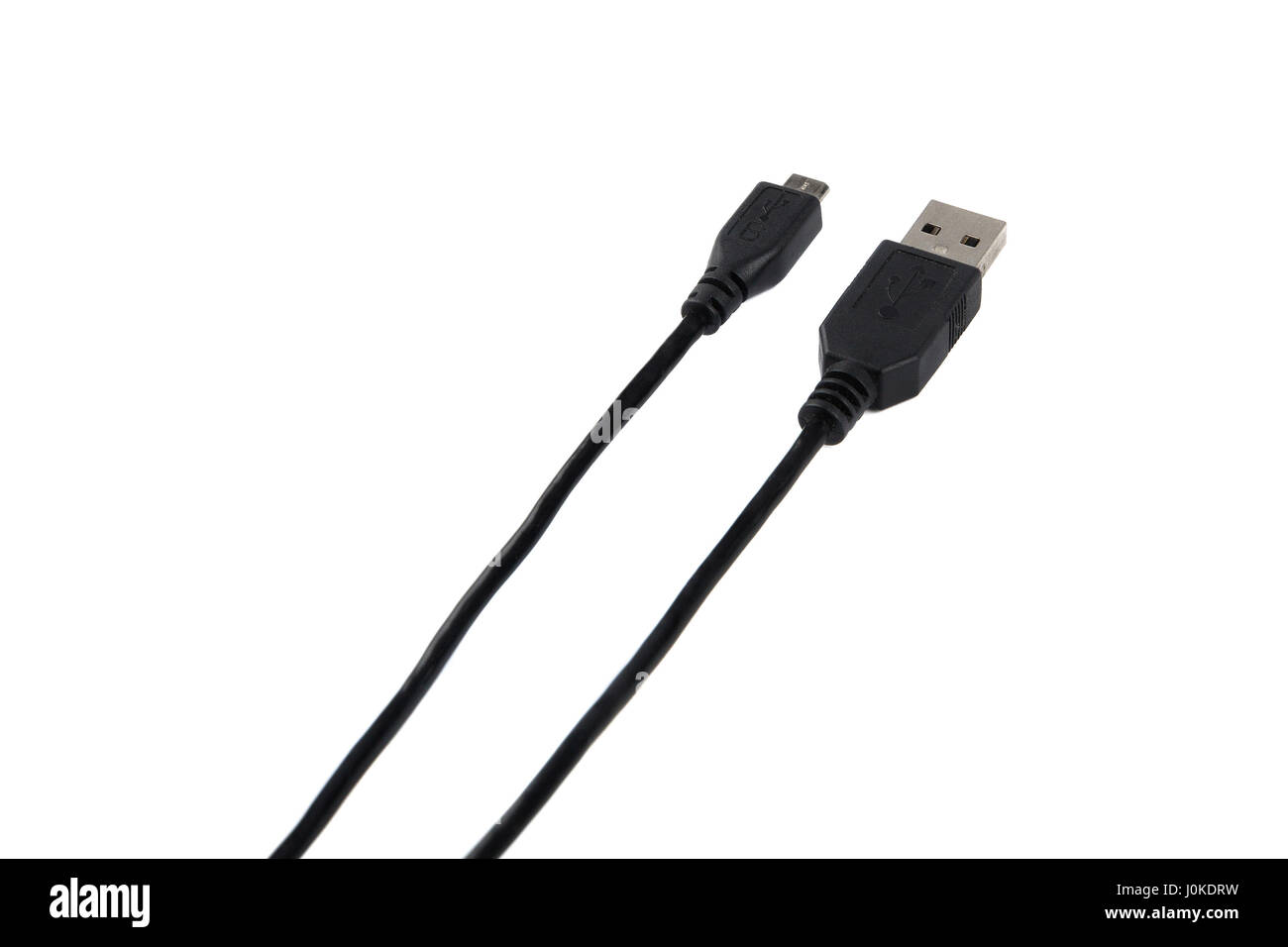 USB-Kabel Normal und Micro isoliert auf weißem Hintergrund Stockfoto