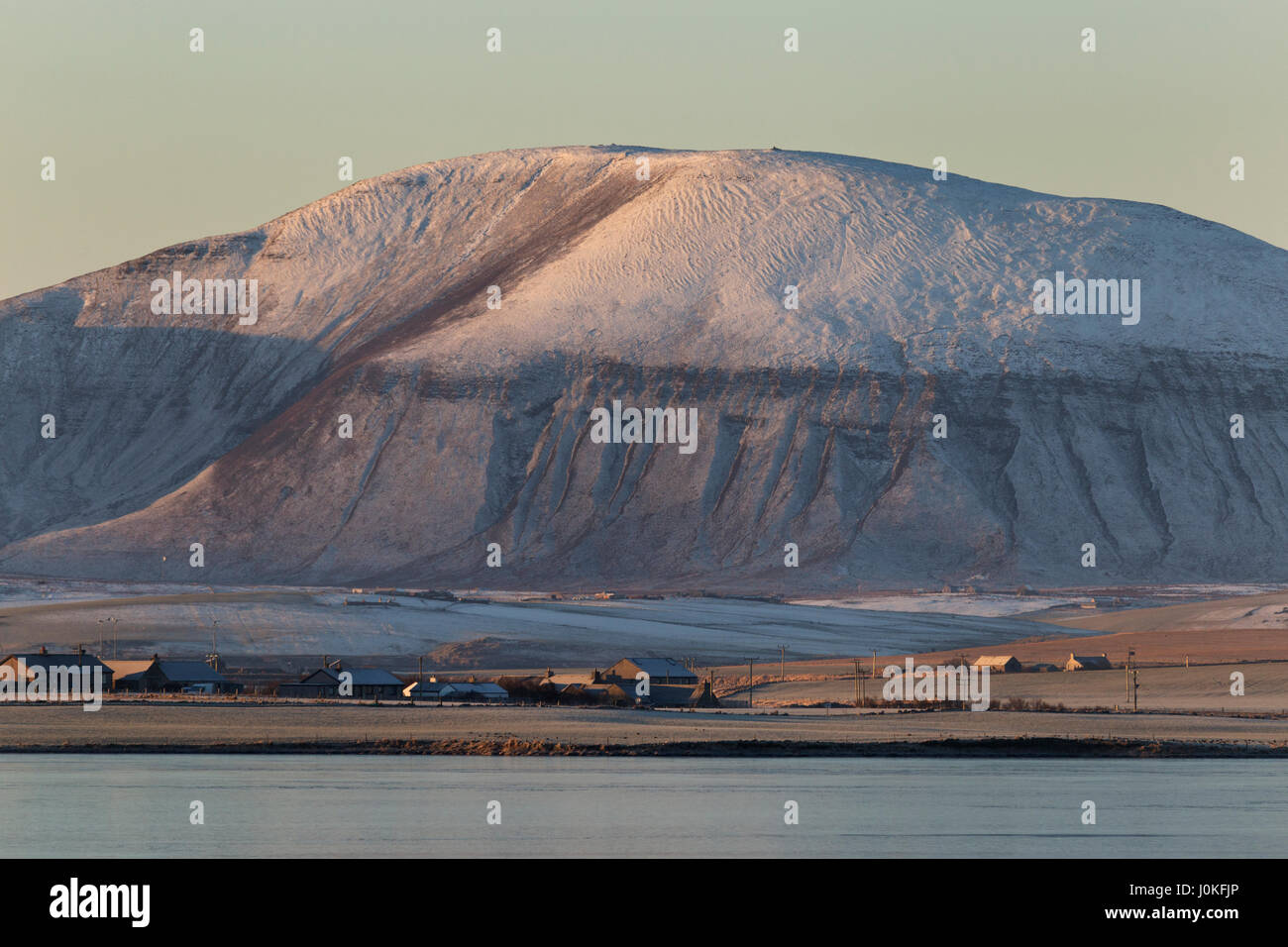 Ward Hill mit Schnee, Orkney-Inseln Stockfoto