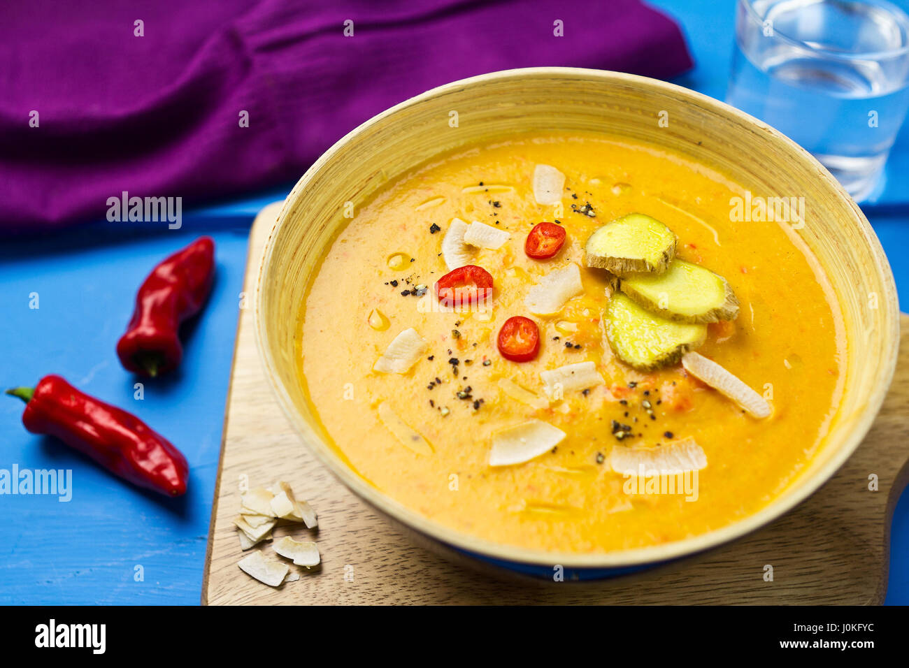 Thai Red Linse, rot Pfeffer coconut Creme Suppe Stockfoto