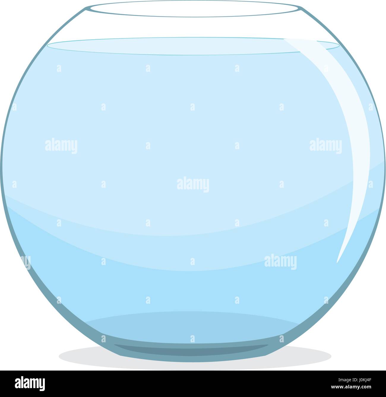 Goldfischglas Aquarium auf weißem Hintergrund. Leeres Goldfischglas mit Wasser. Vektor-illustration Stock Vektor