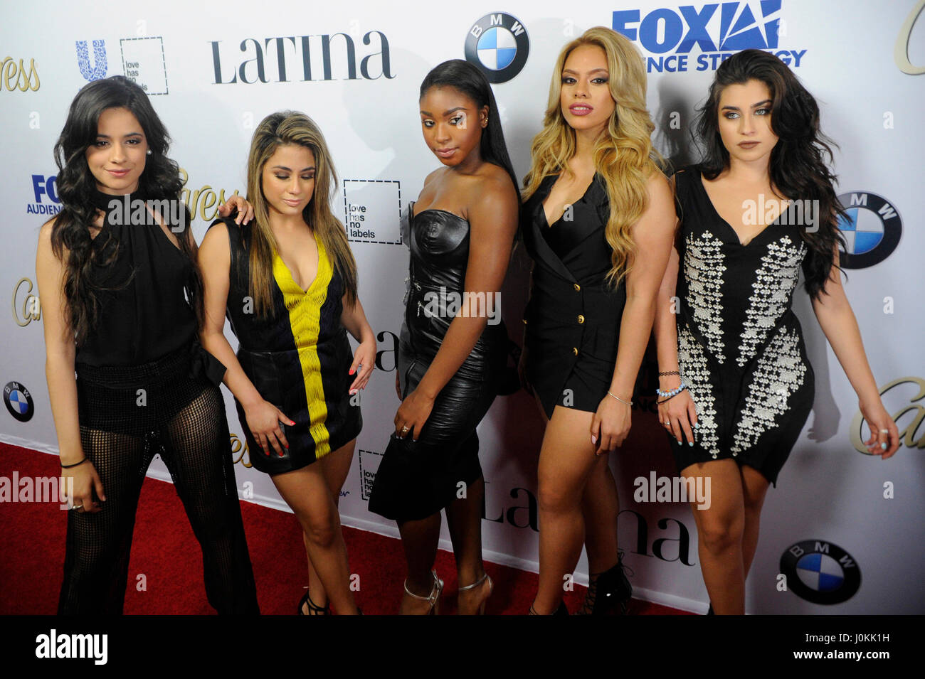 Sänger Camila Cabello, Ally Brooke Hernandez, Normani Kordei, Dinah Jane Hansen und Lauren Jauregui der Band fünfte Harmonie kommen bei der Latina "Hot List" Party im The London am 6. Oktober 2015 in West Hollywood, Kalifornien. Stockfoto