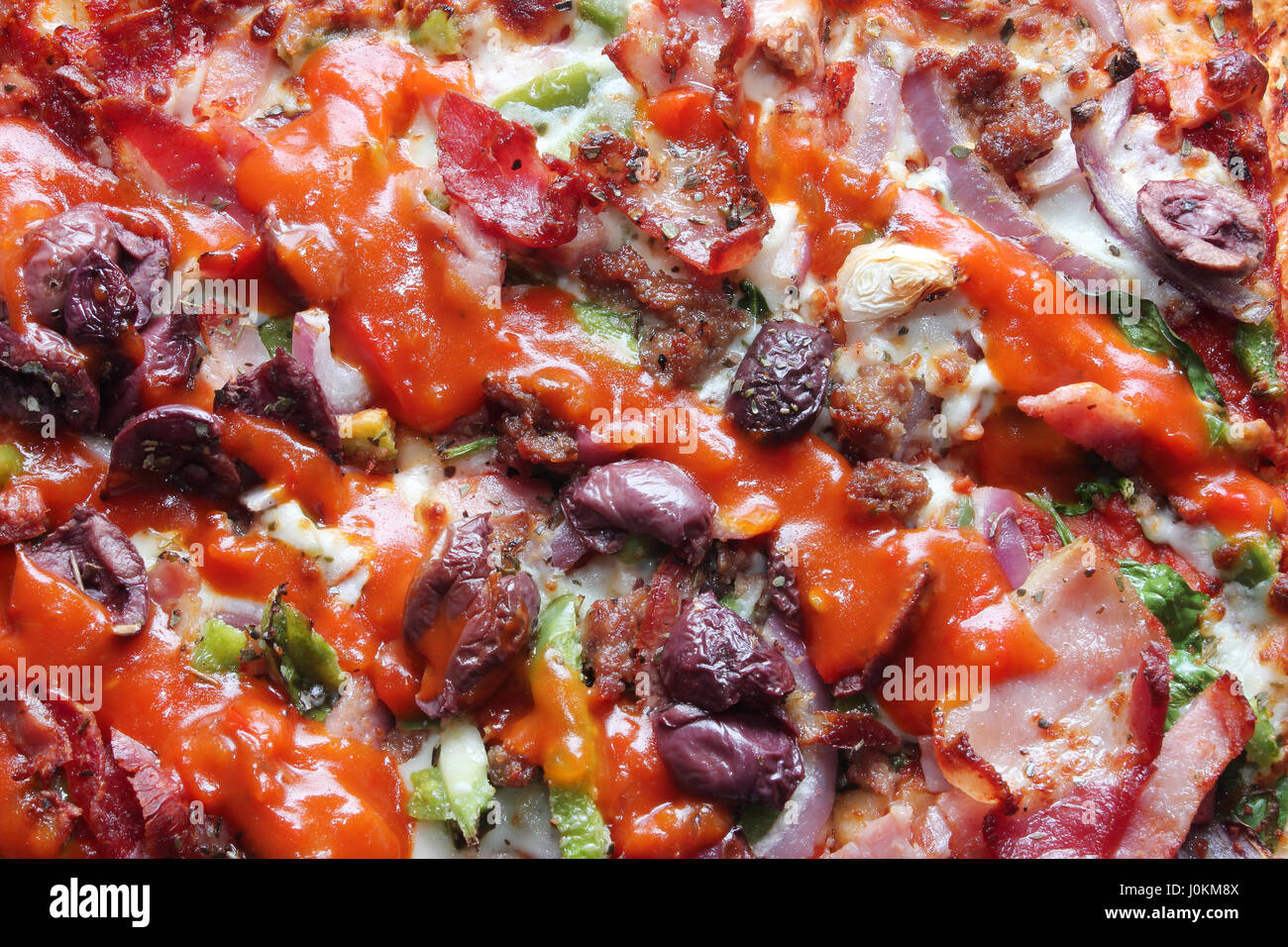 Nahaufnahme von Pizza Stockfoto