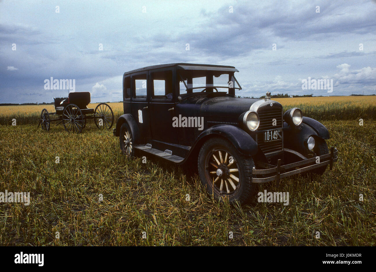 Oldtimer und Buggy, Saskatchewan, Kanada Stockfoto