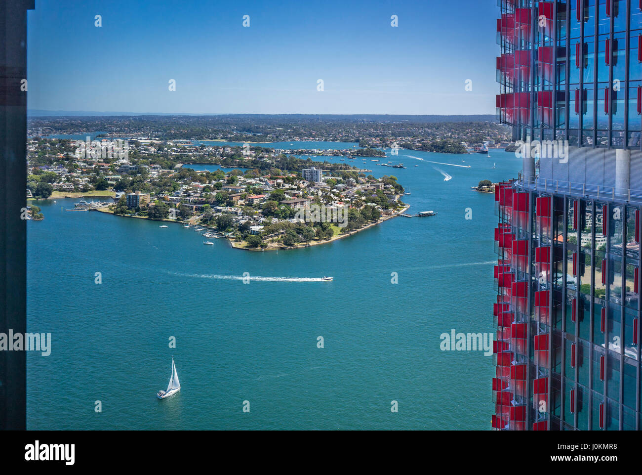 Australien, New South Wales, Sydney, Anzeigen der Harbouside Vorstadt Balmain aus zwei International Tower, Barangaroo Stockfoto