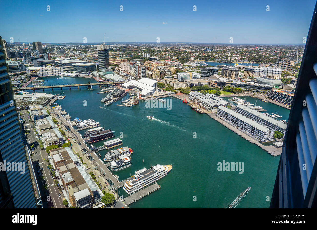 Australien, New South Wales, Sydney, Blick auf Darling Harbour von zwei internationalen Türme, Barangaroo Stockfoto