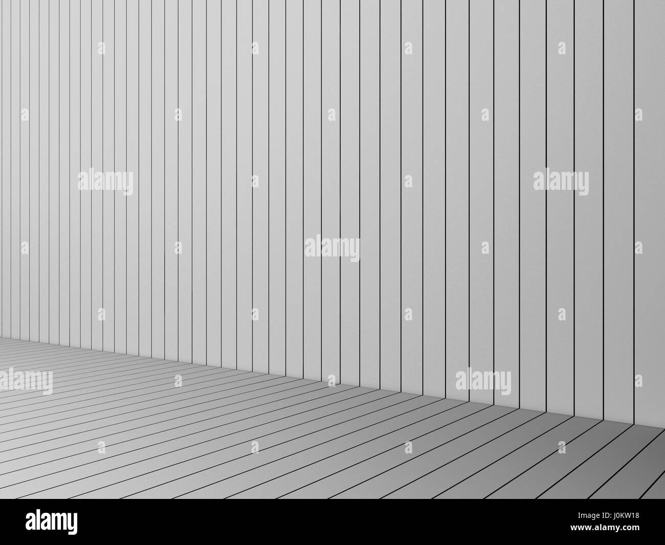 3D Rendering moderne Weiße Lamellen Wand und Boden, innen Illustration mock up Stockfoto