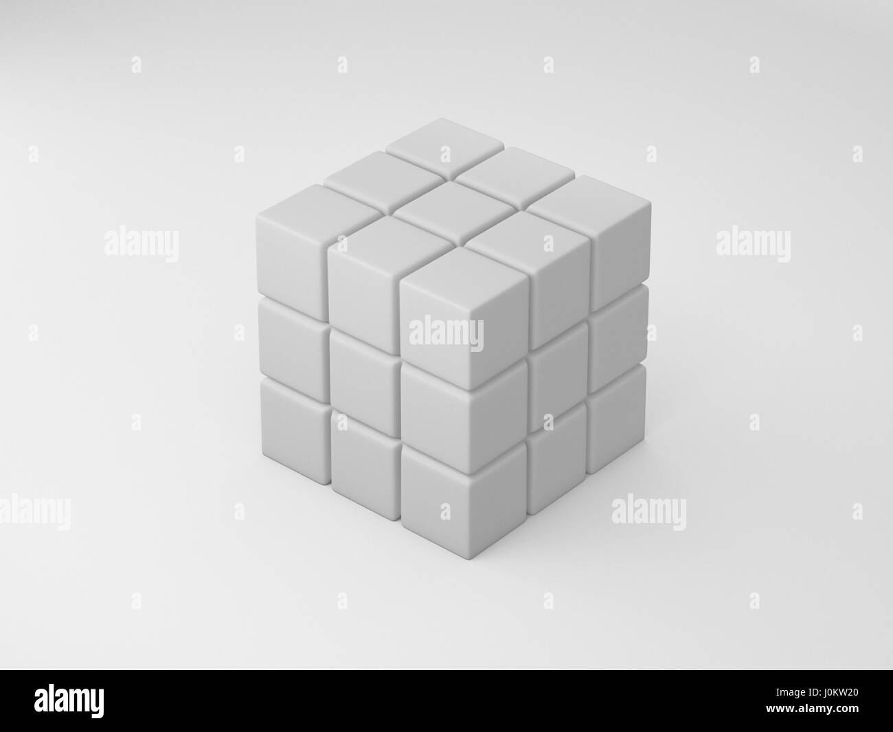 3D-Rendering white Cube isoliert auf weißem Hintergrund, Abbildung Stockfoto