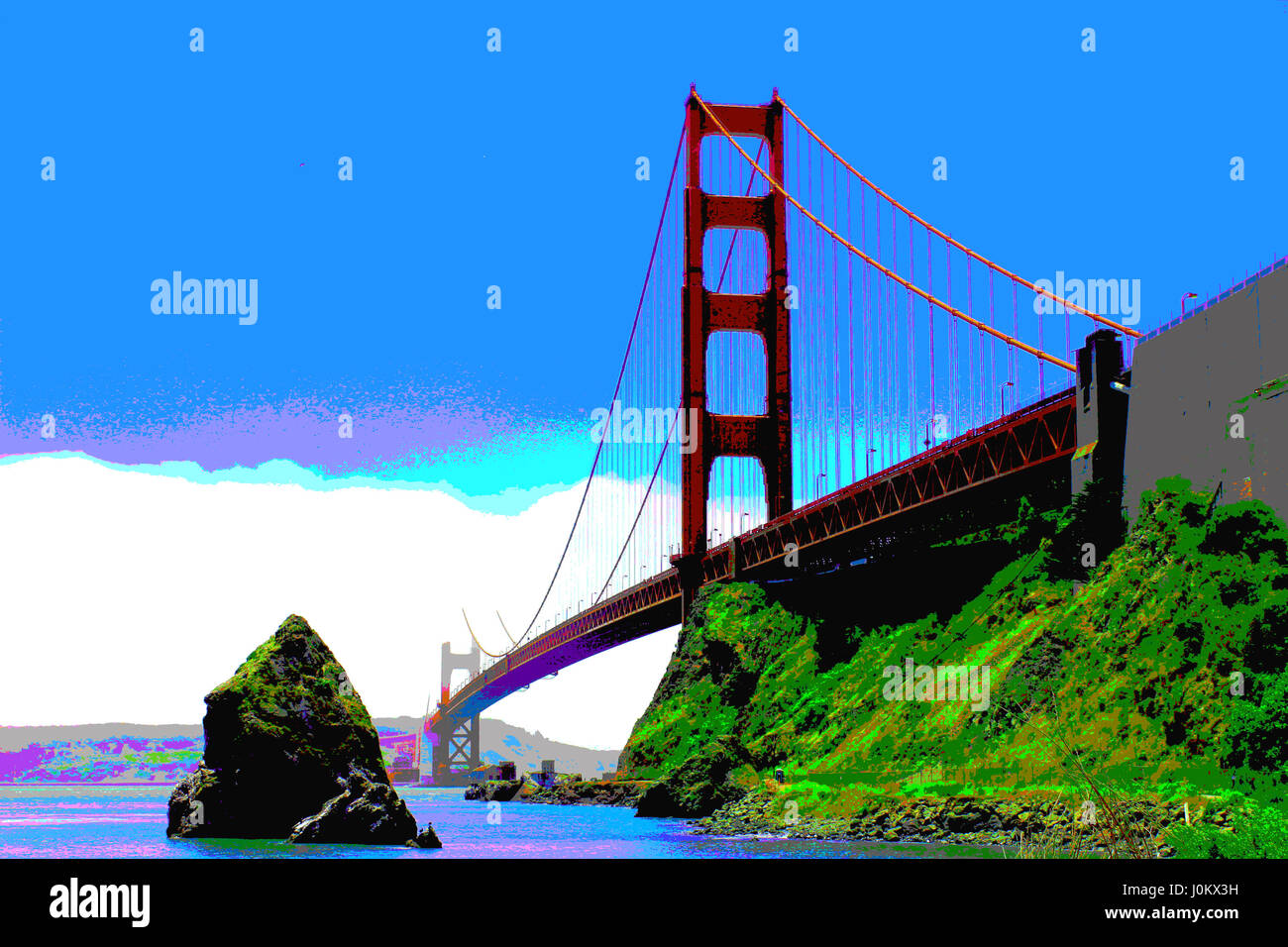 Eine posterised Version des Fotos, die ich von der Golden Gate Bridge, San Francisco nahm. Stockfoto