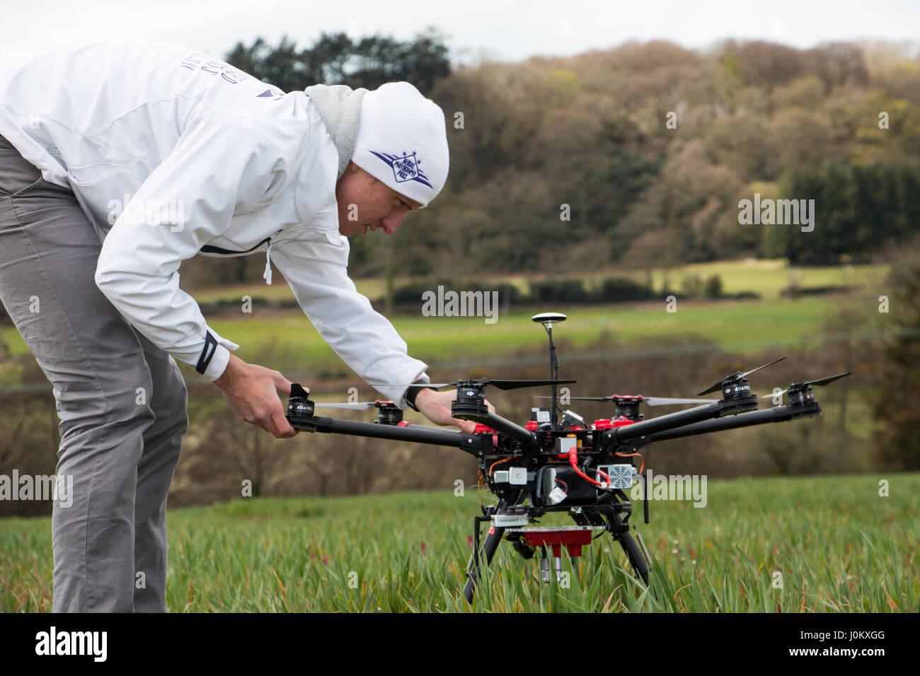 Drone in der Landwirtschaft verwendet wird. Stockfoto