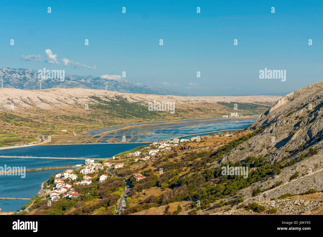 Erhöhten Blick auf die Stadt Pag, Insel Pag, Kroatien Stockfoto