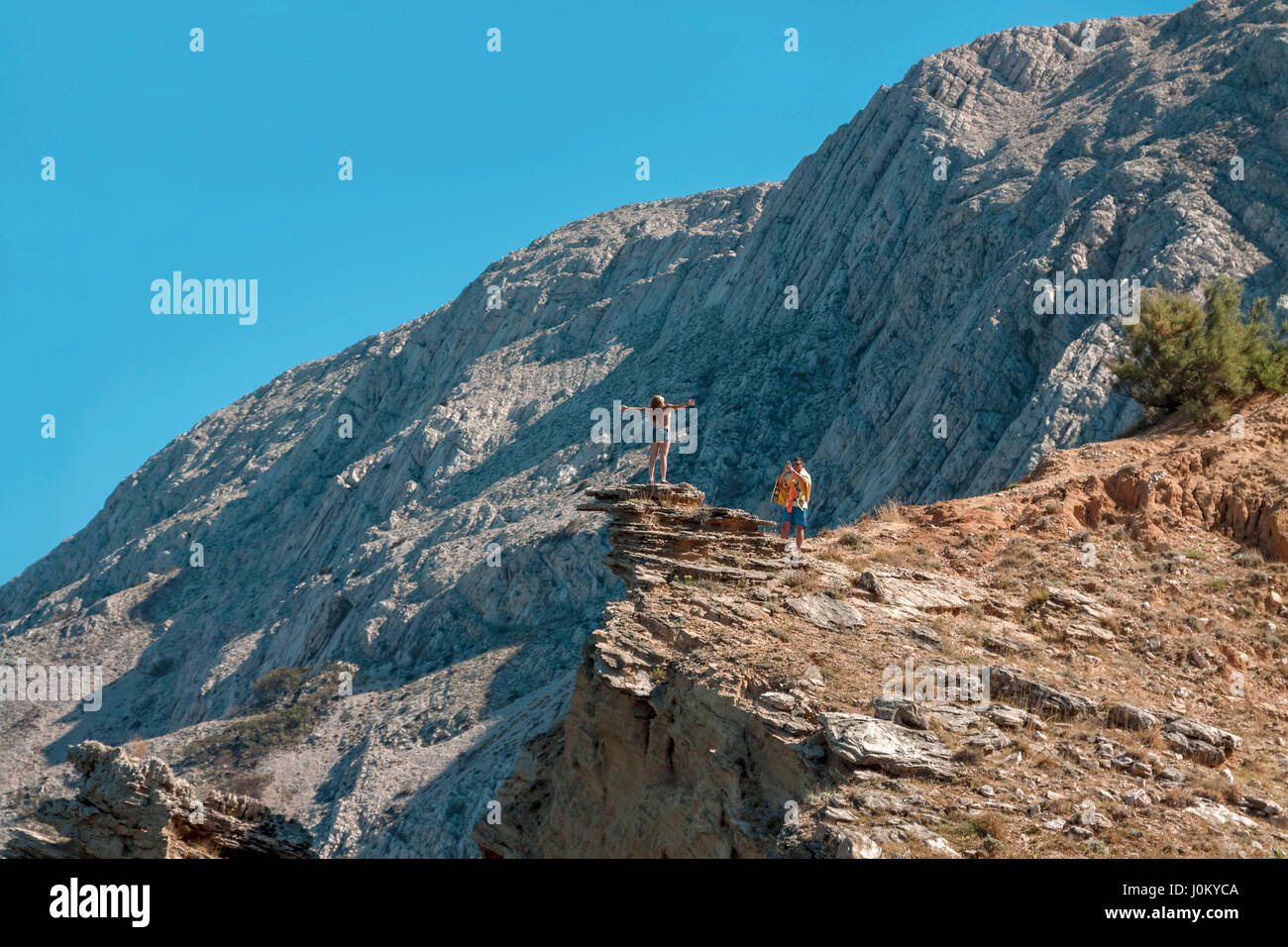 Foto-Session auf den Felsen Stockfoto