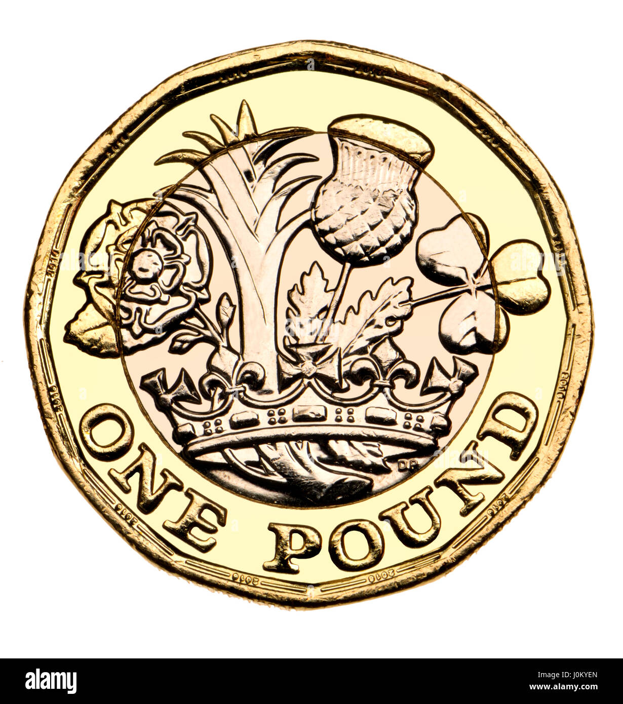 Britische Pfund-Münze - zwölf doppelseitigen Bimetall 2017 Version (vom 2016) Stockfoto