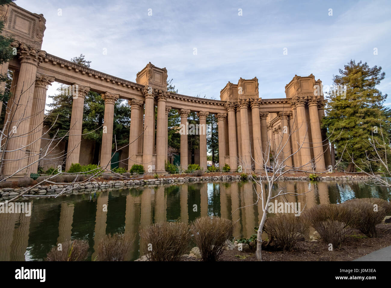 Spalten der Palace of Fine Arts - San Francisco, Kalifornien, USA Stockfoto