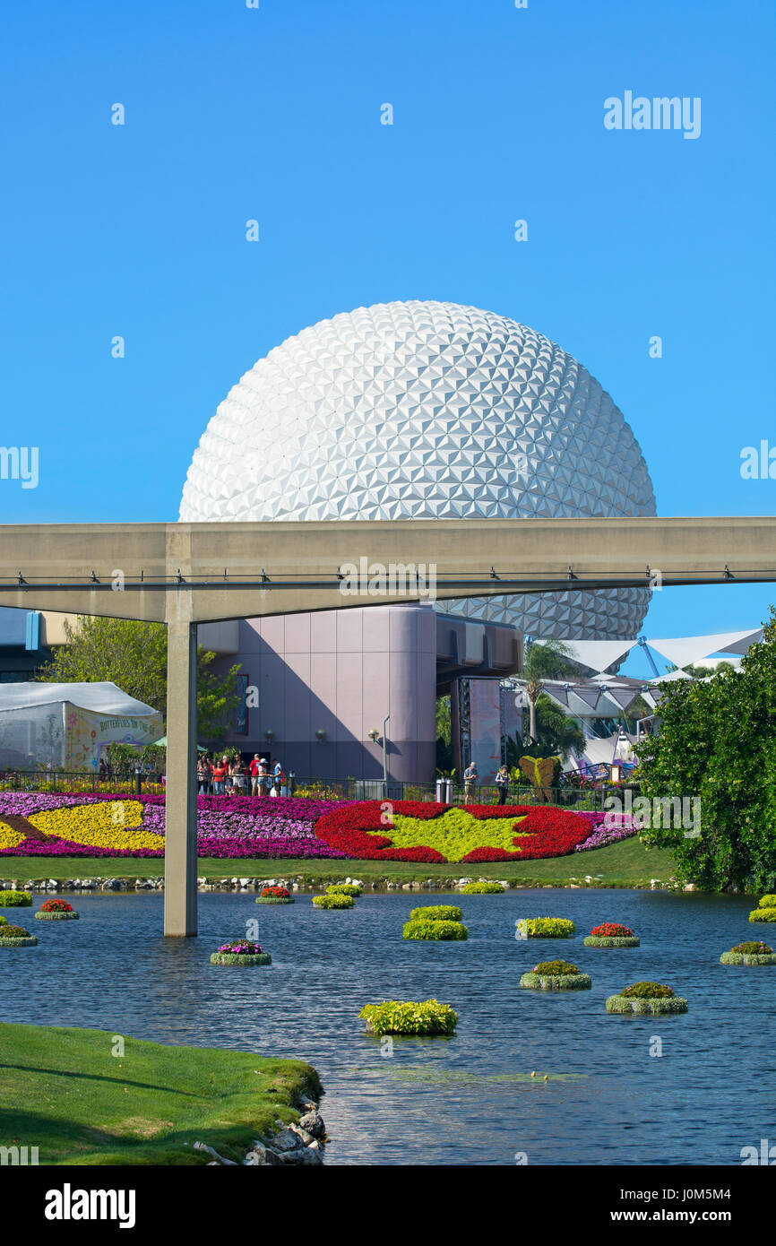 Epcot, Erdkugel, Disneyworld, Orlando Florida Stockfoto