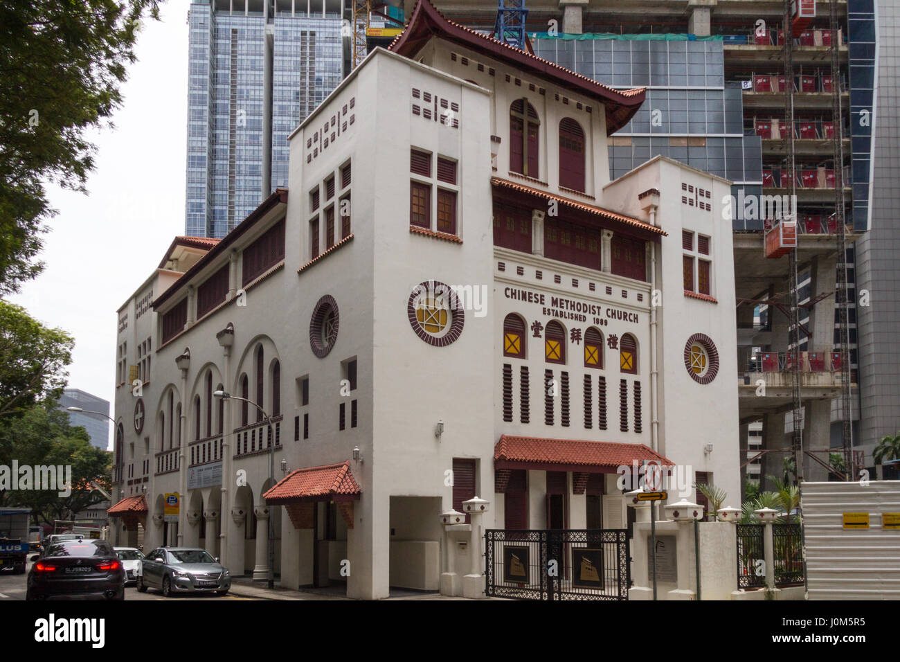 Chinesisch-methodistischen Kirche in der Telok Ayer Street in Singapur Stockfoto