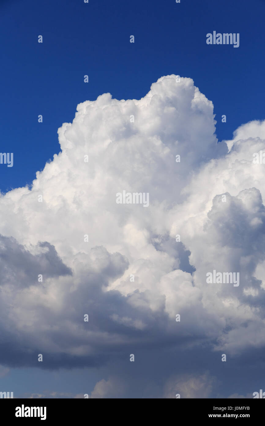 sehen Sie sich auf Wolken am blauen Himmel Stockfoto