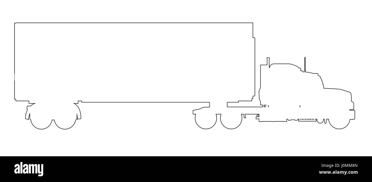 Ein großer Lastwagen in schwarze Linien auf weißem Hintergrund Stock Vektor
