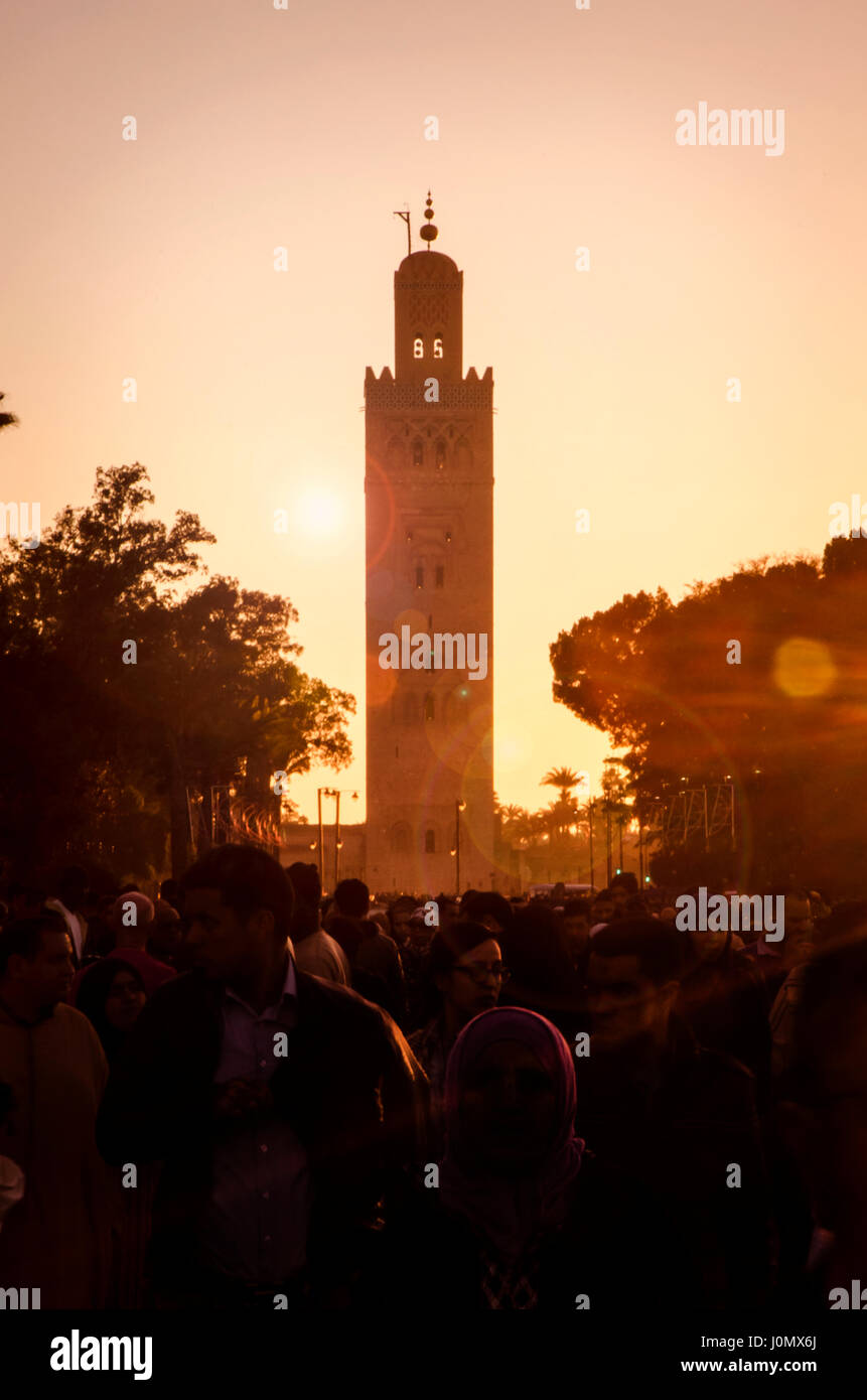 Marrakech Koutoubia Moschee Sonnenuntergang Stockfoto