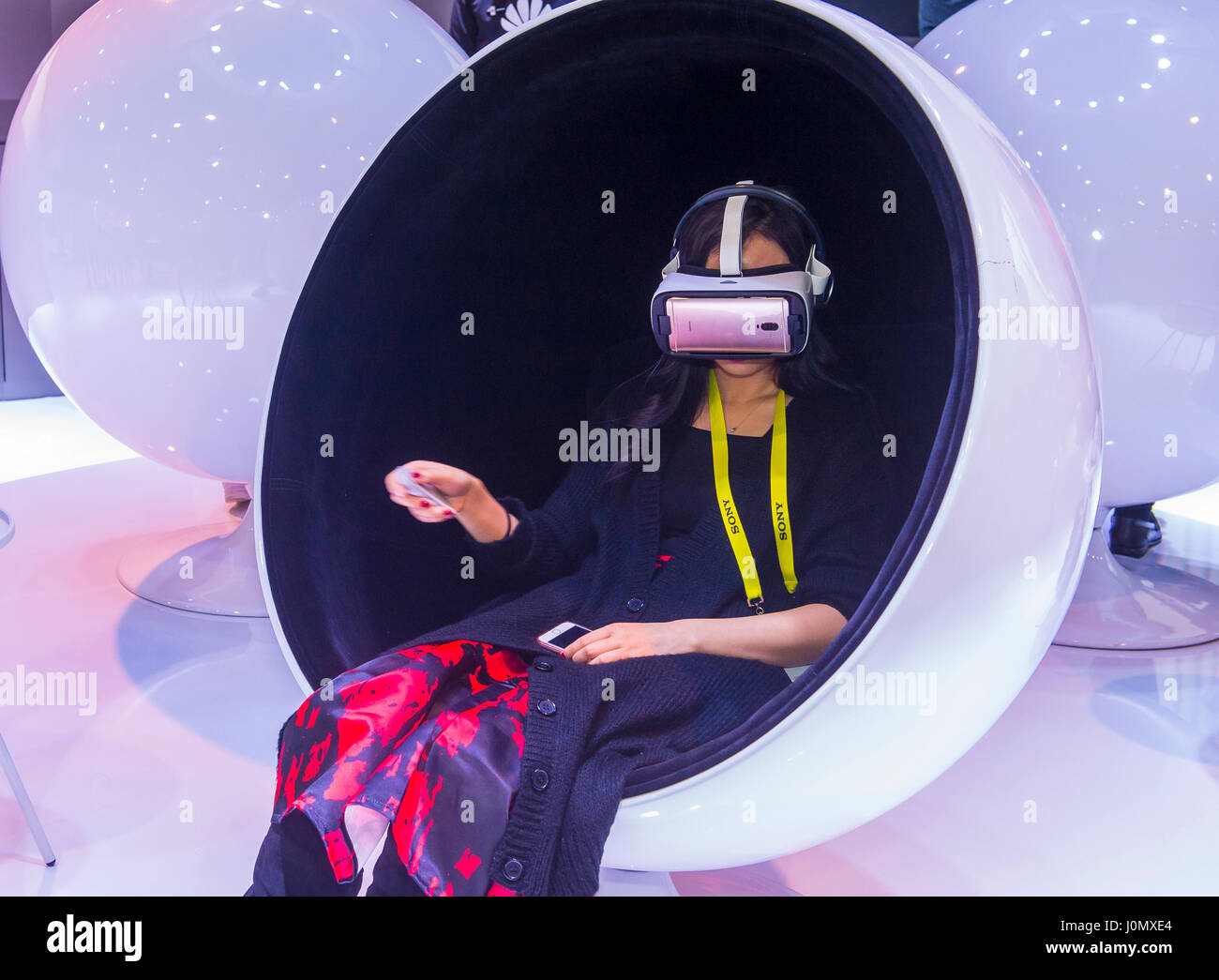 Virtual-Reality-Demonstration auf der Huawei-Stand auf der CES in Las Vegas Stockfoto