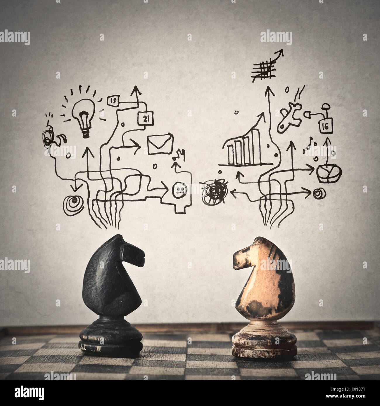 Zwei Schach-Pferde Planung (mit Abbildungen) Stockfoto