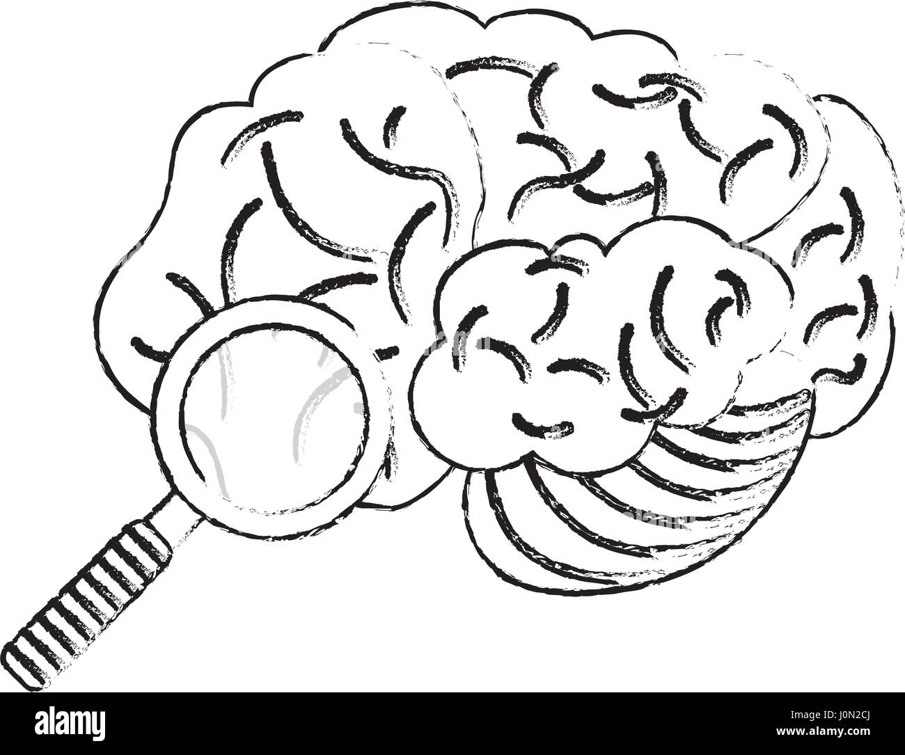 Skizze Gehirn Suche Entdeckung Stock Vektor