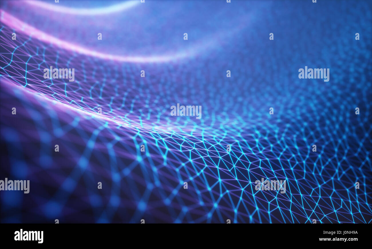3D Illustration, geprägte Netz für Internet-Verbindungen, cloud computing und neuronalen Netzwerk. Stockfoto