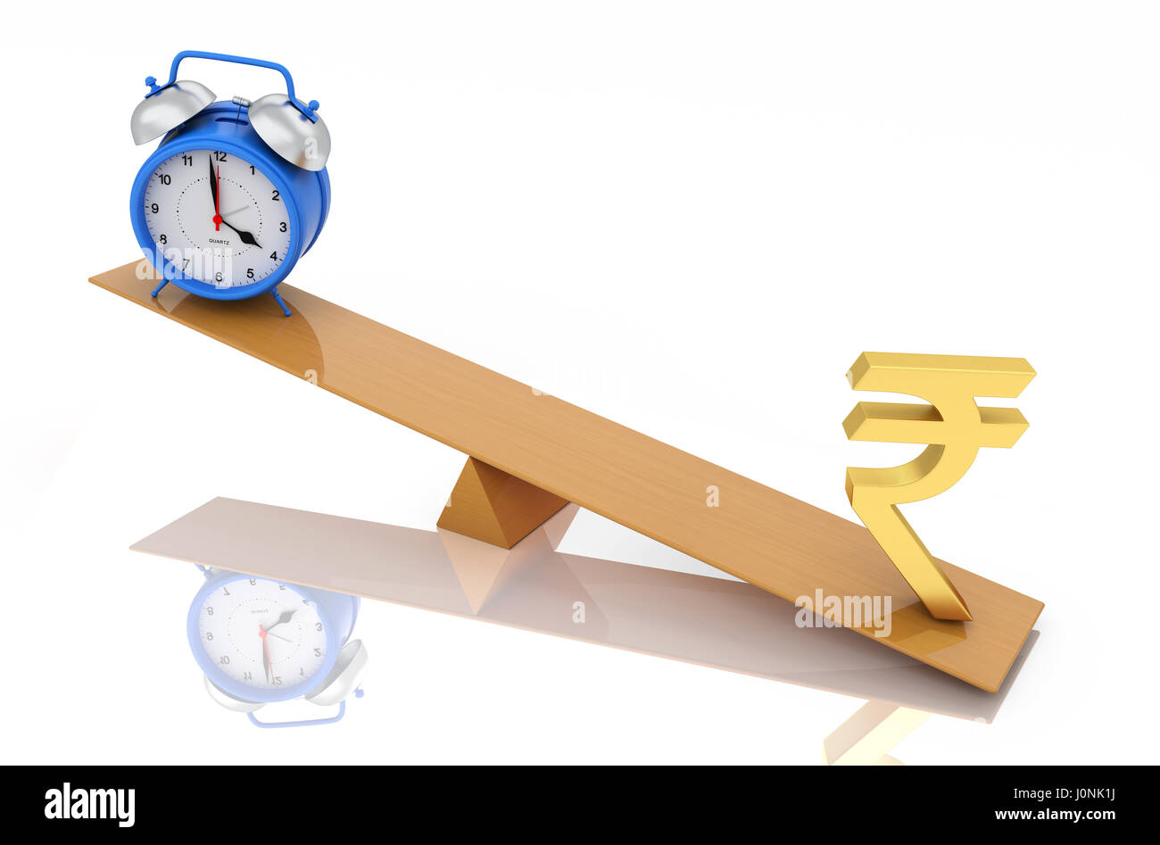 Wecker mit indische Rupie-Symbol - Bild 3D Rendering Stockfoto