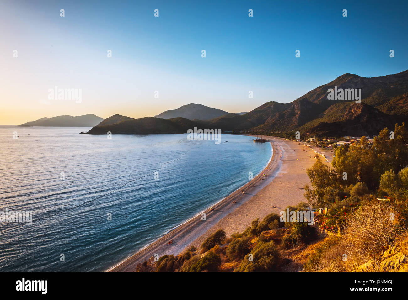 Sonnenuntergang Oludeniz Lagunenstrand Türkei Stockfoto