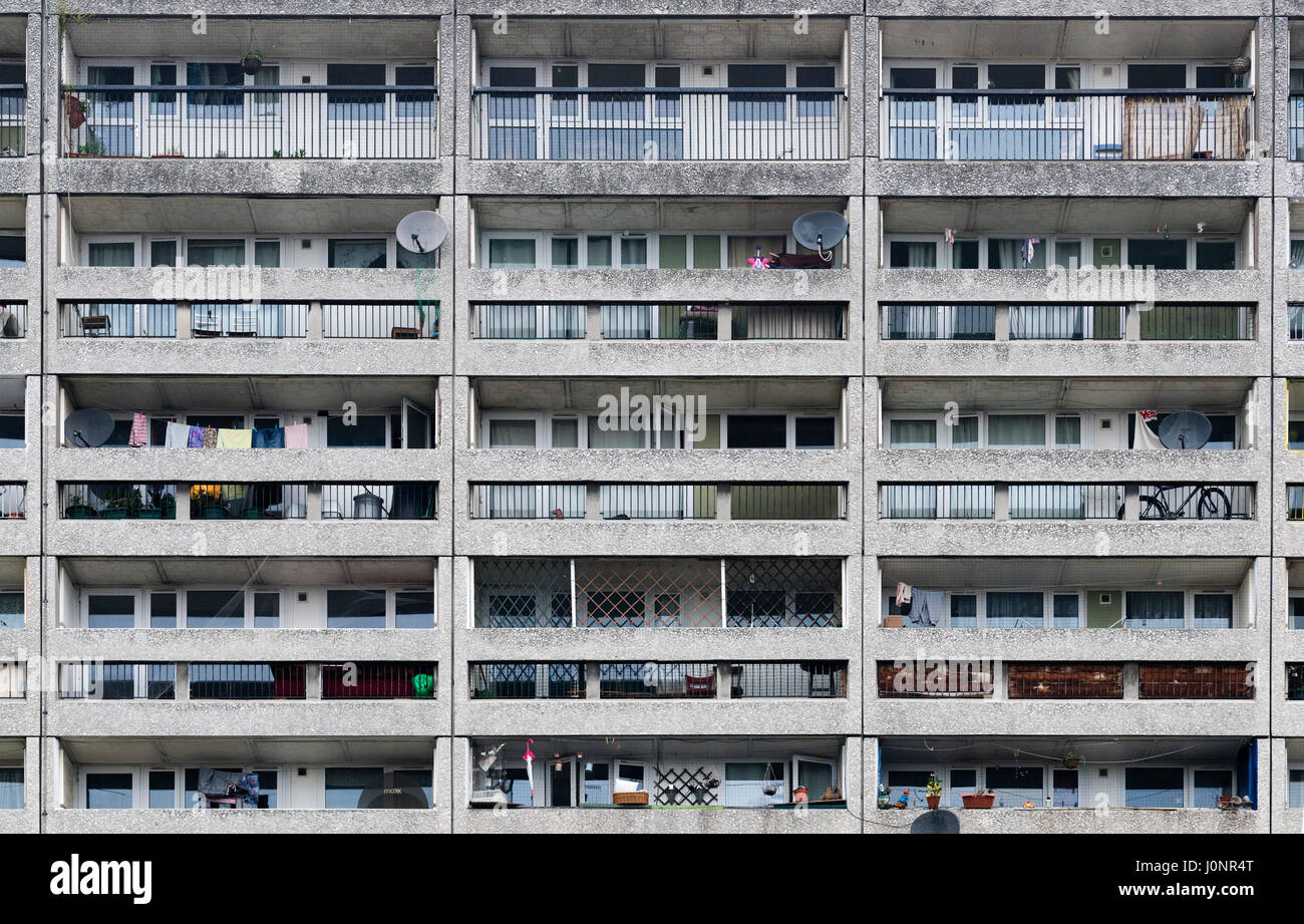 Exterieur des Kabel Wynd Haus Wohnung Gebäude, auch bekannt als die Banane Wohnungen in Leith, Edinburgh, Schottland. Stockfoto