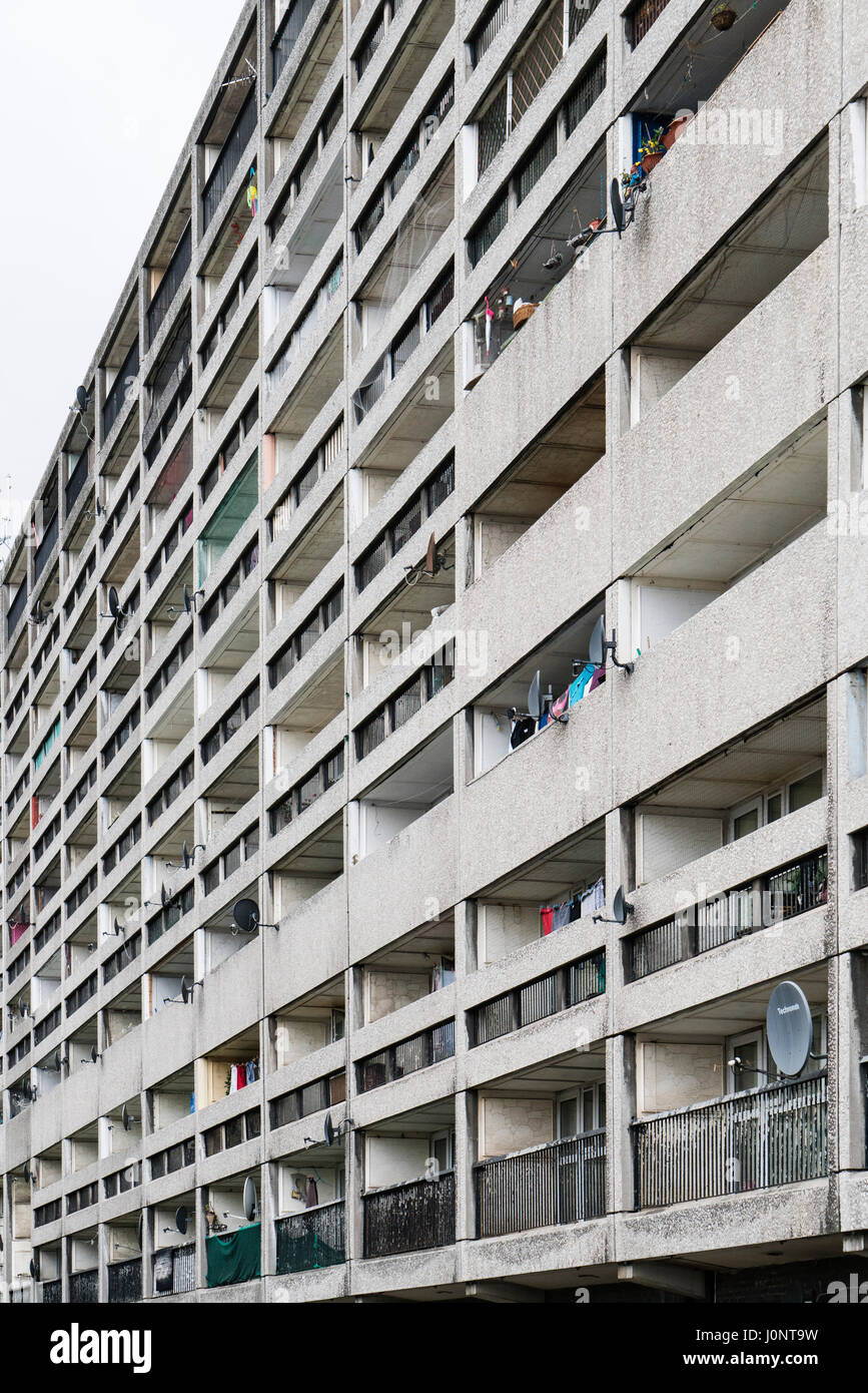 Exterieur des Kabel Wynd Haus Wohnung Gebäude, auch bekannt als die Banane Wohnungen in Leith, Edinburgh, Schottland. Stockfoto