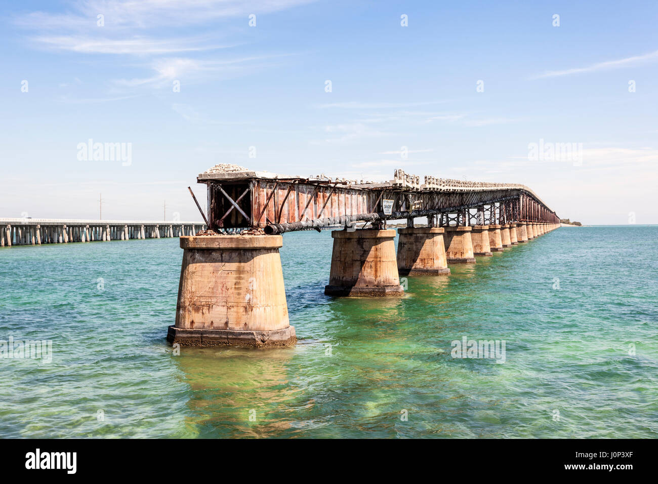 Alte Eisenbahnbrücke der Bahia Honda in den Florida Keys, USA Stockfoto
