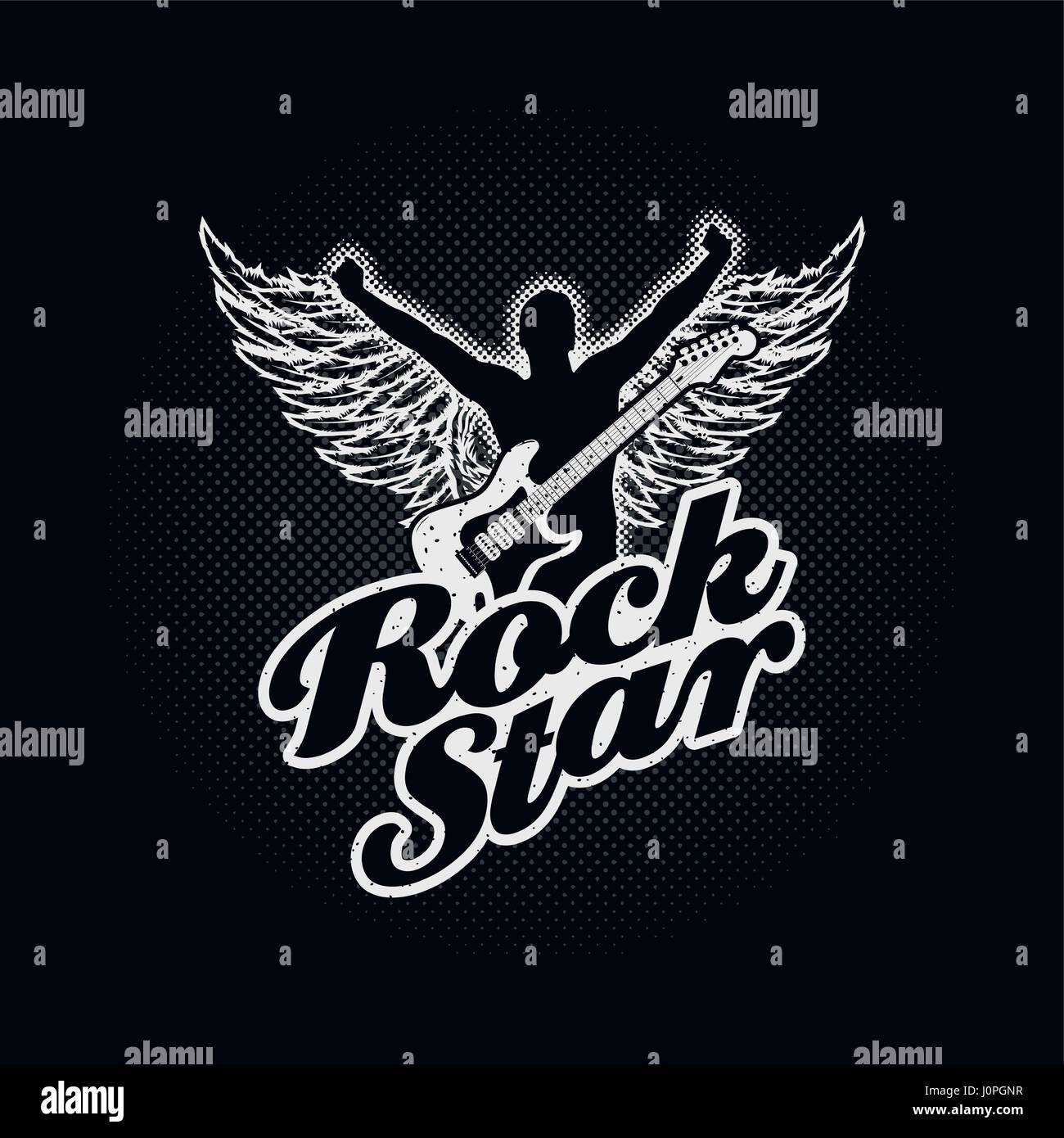 Rock Star typografische Gestaltung für den T-shirt Druck oder alle Grafik-Designs. Globale Farben. Geschichteten Vektor-Illustration. Stock Vektor