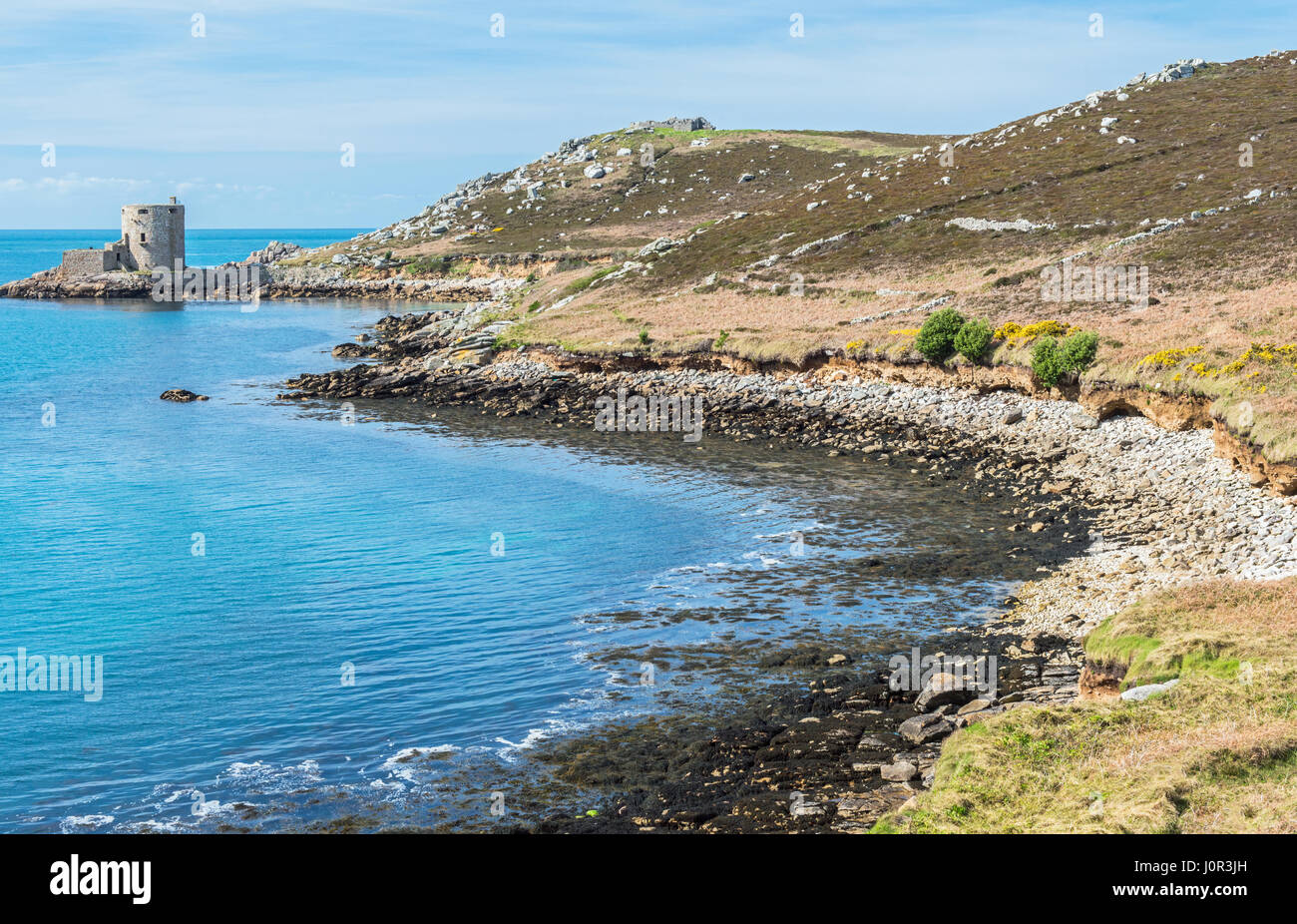 Cromwells Castle an der Küste in die Isles of Scilly Tresco Stockfoto