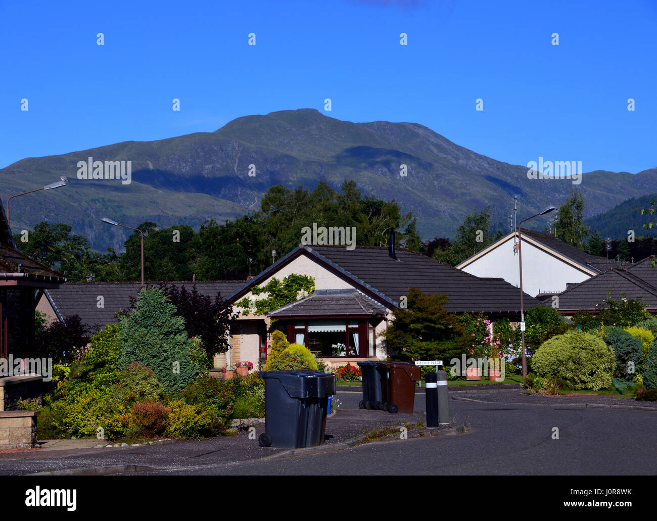 Der Scottish Mountain Corbett Ben Ledi aus Callander im Trossachs National Park, Scottish Highlands, Schottland, Großbritannien. Stockfoto