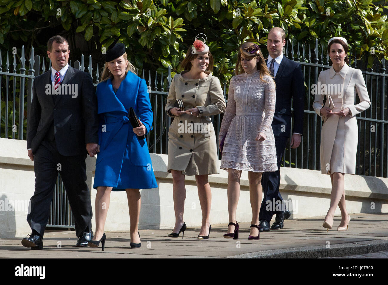 Windsor, UK. 16. April 2017. Mitglieder der königlichen Familie kommen, um den Ostersonntag Service an Str. Georges Kapelle in Windsor Castle zu besuchen. Bildnachweis: Mark Kerrison/Alamy Live-Nachrichten Stockfoto