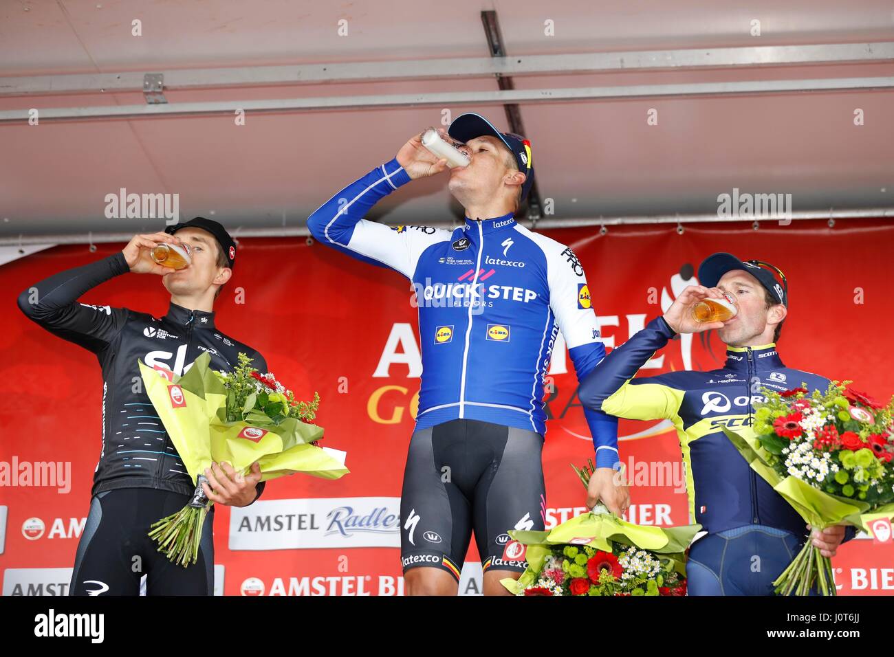 16. April 2017 52. Amstel Gold Race 1st: Philippe GILBERT (BEL) Quickstep Etagen 2.: Michal KWIATKOWSKI (POL) Sky 3.: ALBASINI Michael (SUI) Orica - Scott Photo: Cronos/Yuzuru Sunada Stockfoto