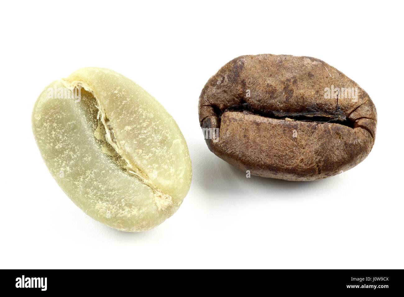 Kaffeebohnen isoliert auf weißem Hintergrund Stockfoto