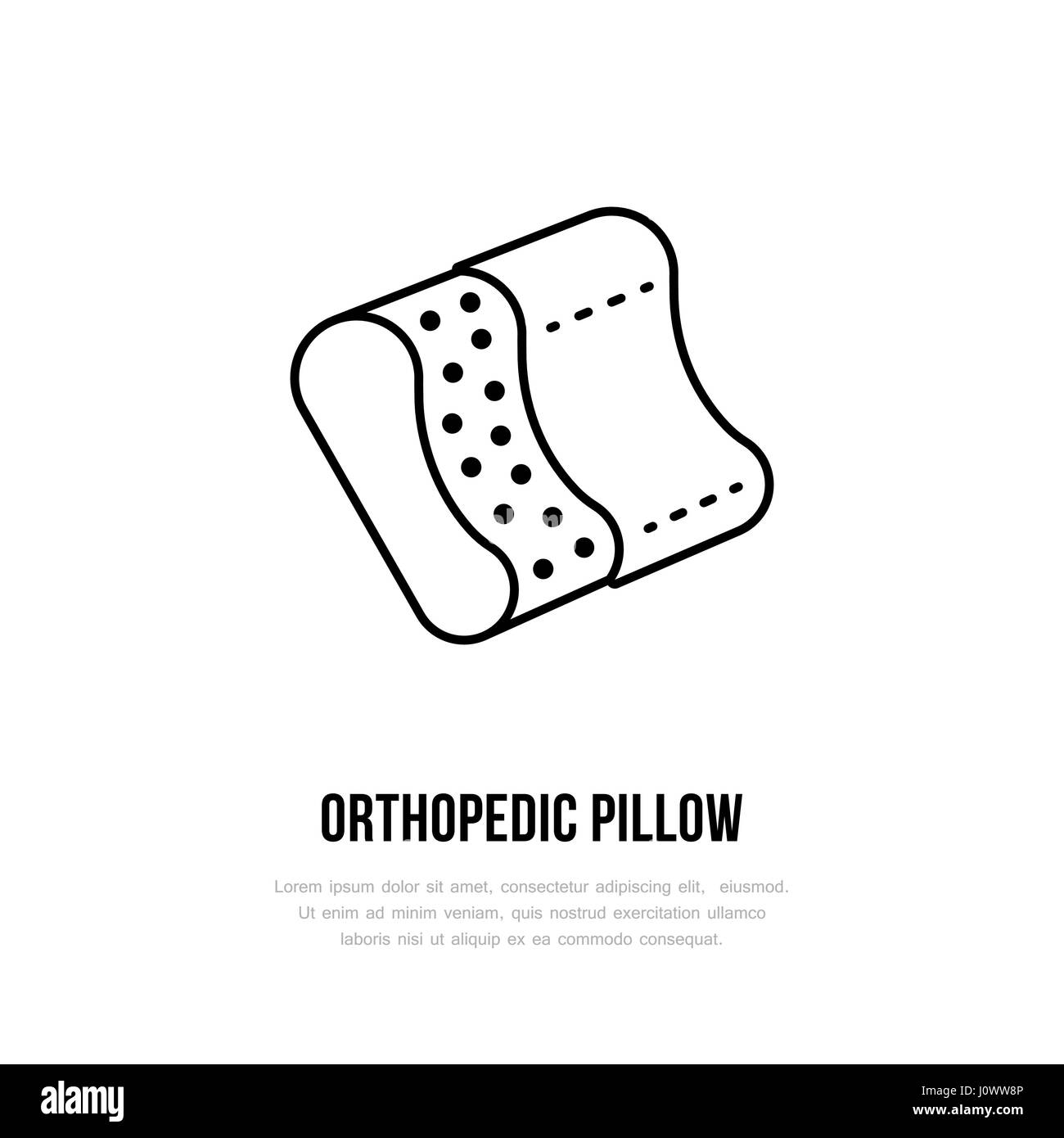 Orthopädische Kissen Symbol, Line-Logo. Flache Zeichen für einen ergonomischen gesunden Schlaf Stock Vektor