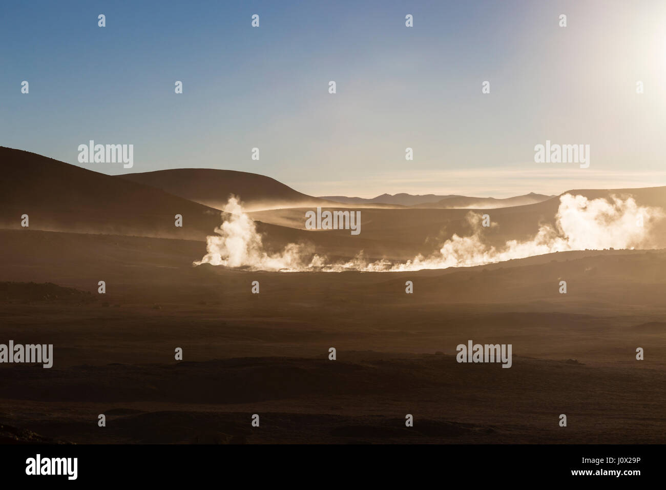 Geysir, Geysir, Sol de Mañana, Bolivien Stockfoto