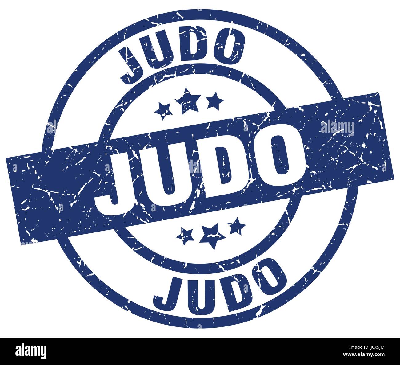 Judo-blaue Runde Grunge-Stempel Stock Vektor