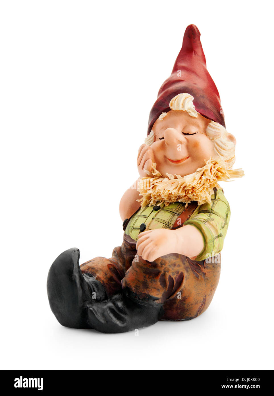Gnome isoliert mit Beschneidungspfad zu sitzen Stockfoto