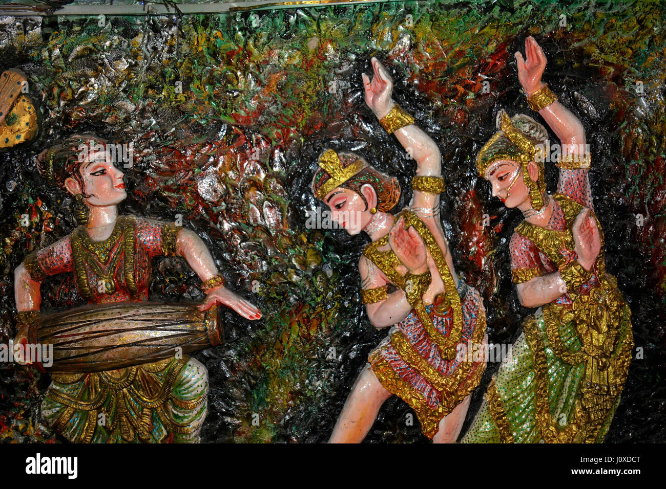 Bunten indischen klassischen Tanz-Skulptur Stockfoto