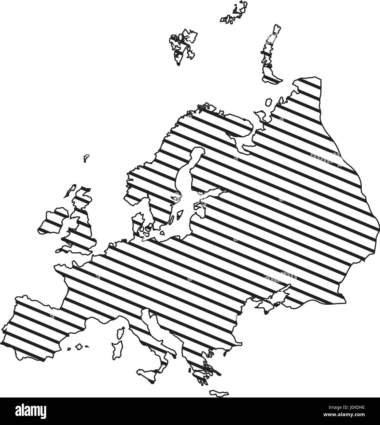 monochrome Silhouette der Europakarte, gestreift Stock Vektor