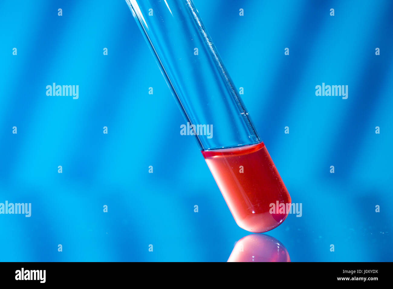 Medizinische Geräte für Bluttest. Blut Reagenzglas im Labor. Stockfoto
