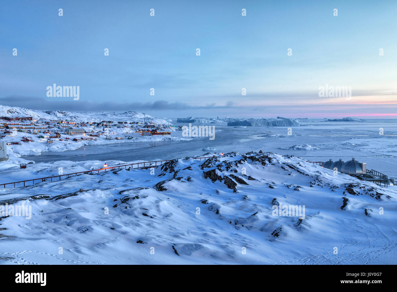 Stadt Ilulissat, Grönland Stockfoto