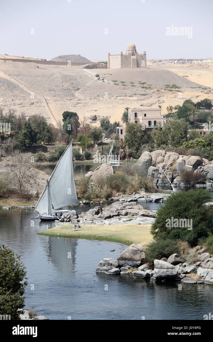 Nil bei Assuan in Oberägypten Stockfoto