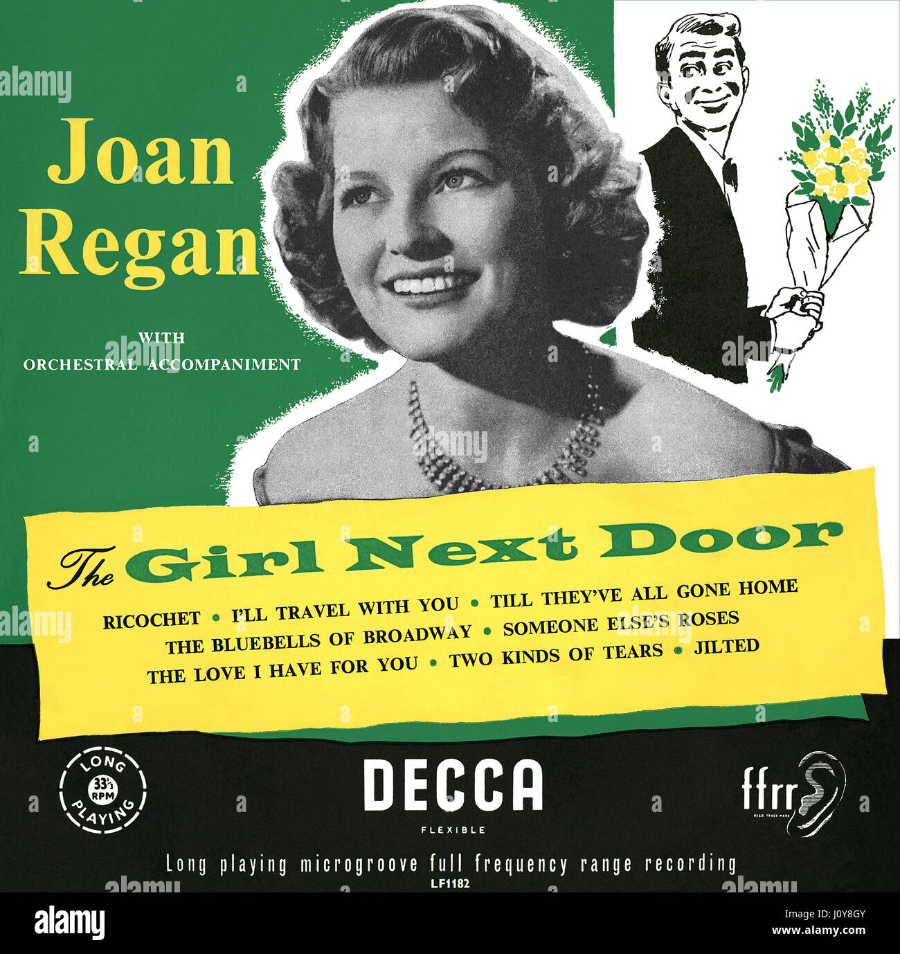 Vordere Abdeckung der britischen 10 Zoll Vinyl LP aufnehmen The Girl Next Door von Joan Regan. Im Jahr 1953 veröffentlicht von Decca Records. Stockfoto